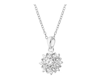 Silver pendant with cubic zirconia - rosette