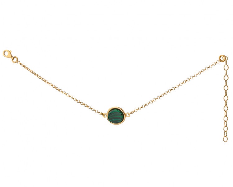 Gold plated silver bracelet with malachite