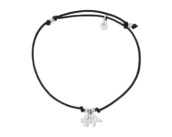 Bracelet with silver elements - letter A, clover