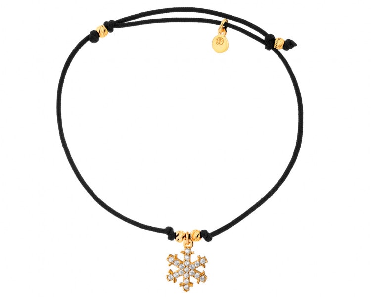 Bracelet with gold plated silver elements and cubic zirconia - snowflake