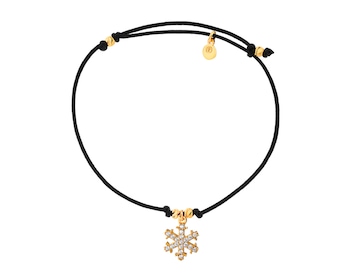 Bracelet with gold plated silver elements and cubic zirconia - snowflake