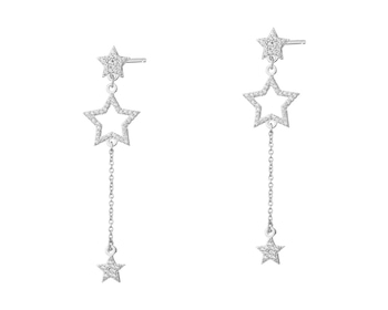 Silver earrings with cubic zirconia - stars