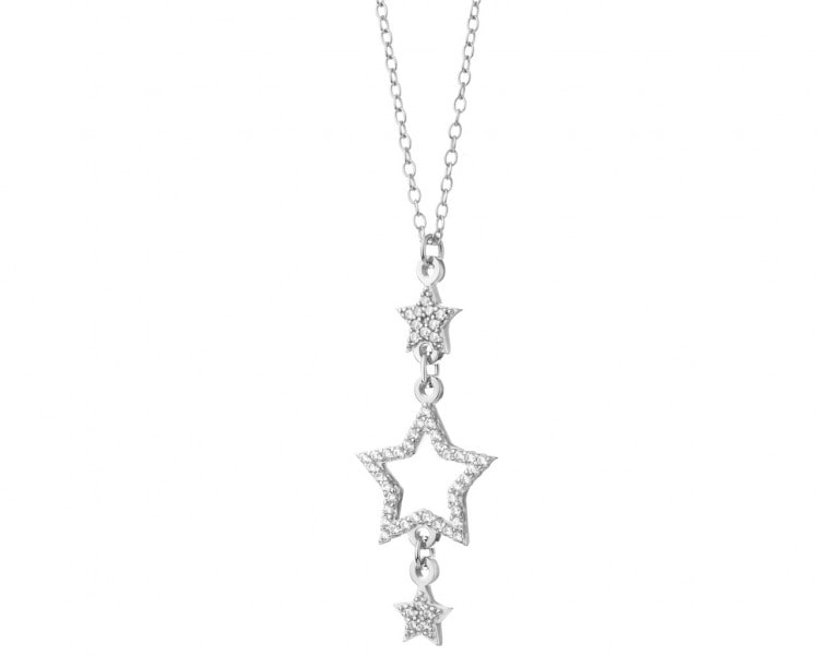 Silver necklace with cubic zirconia - stars