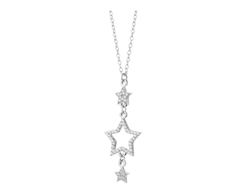 Silver necklace with cubic zirconia - stars