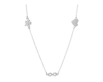 Stříbrný náhrdelník se zirkony - čtyřlístek, srdce, nekonečno