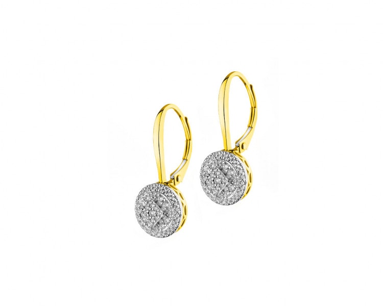 Gold earrings with diamonds 0,33 ct - fineness 14 K
