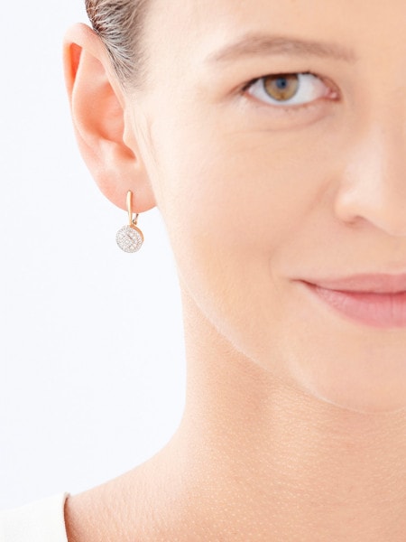 Gold earrings with diamonds 0,33 ct - fineness 14 K
