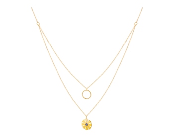 Zlatý náhrdelník se zirkony, anker - kroužek, květ