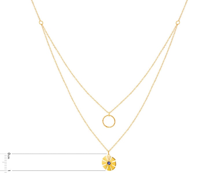 Złoty naszyjnik z cyrkonią, ankier - koło, kwiat