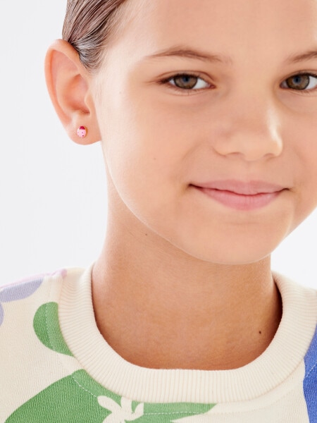 Gold earrings with enamel - ladybugs