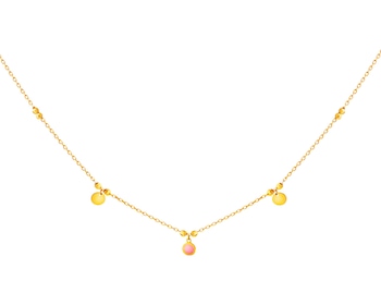 Gold enamel necklace, ankier - circles, balls