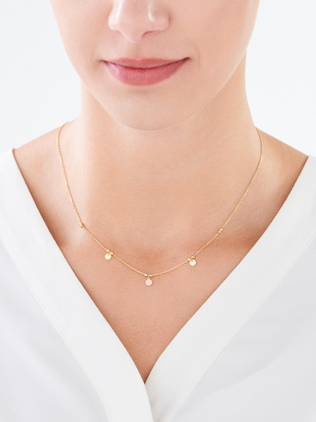 Gold enamel necklace, ankier - circles, balls