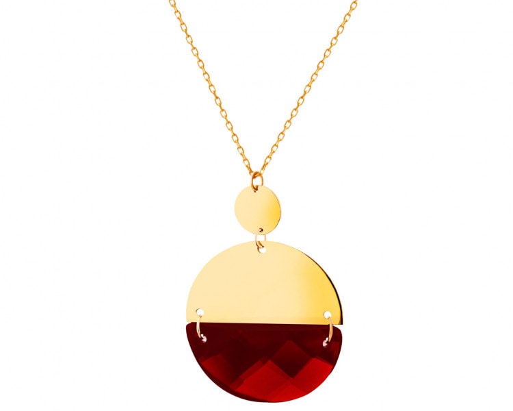 Gold necklace with quartz, ankier - circles
