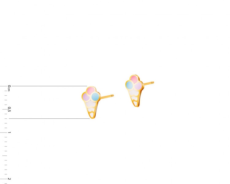 Gold earrings with enamel - ice cream