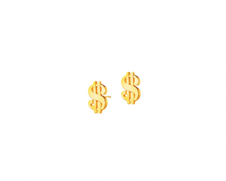 Złote kolczyki - znaki dolara