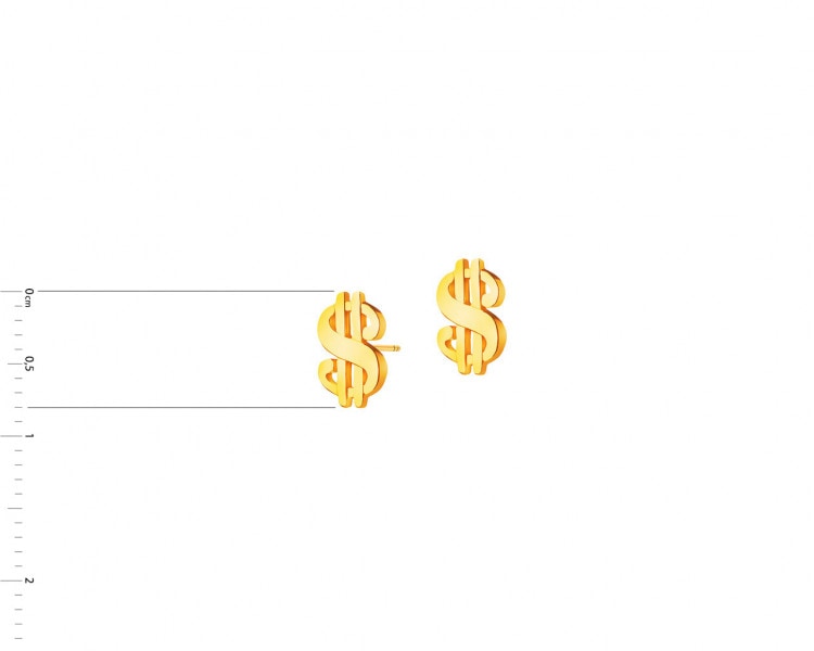 Złote kolczyki - znaki dolara
