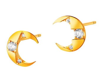 Gold earrings with cubic zirconia - moon