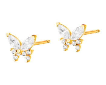 Gold earrings with cubic zirconia - butterflies