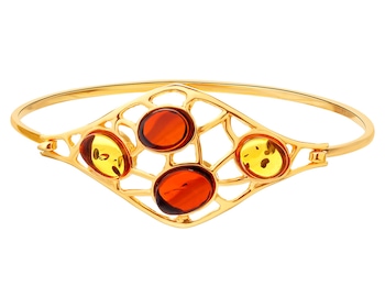 Gold-plated silver bracelet with amber