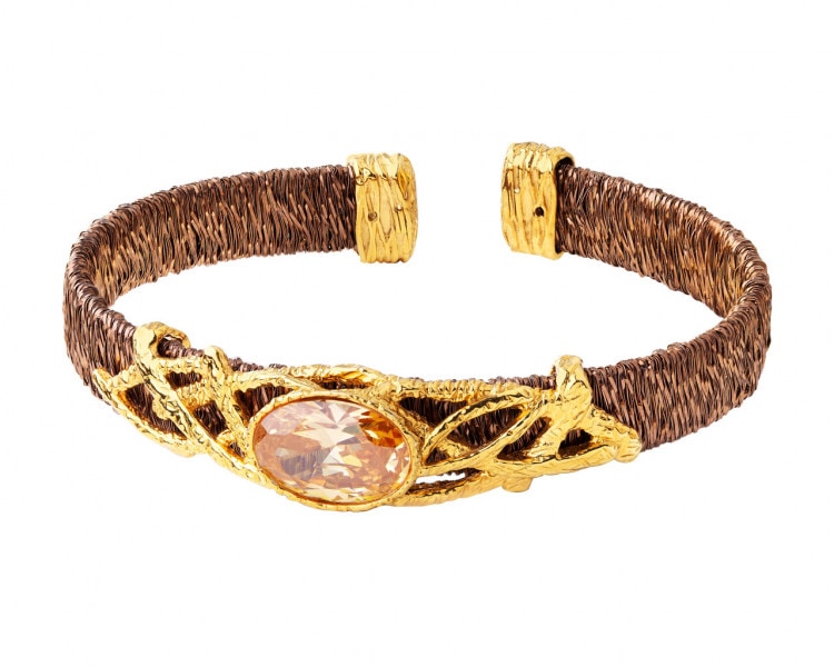 Gold-plated silver bracelet with cut glass