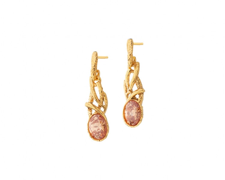 Gold-plated silver earrings with cut glass