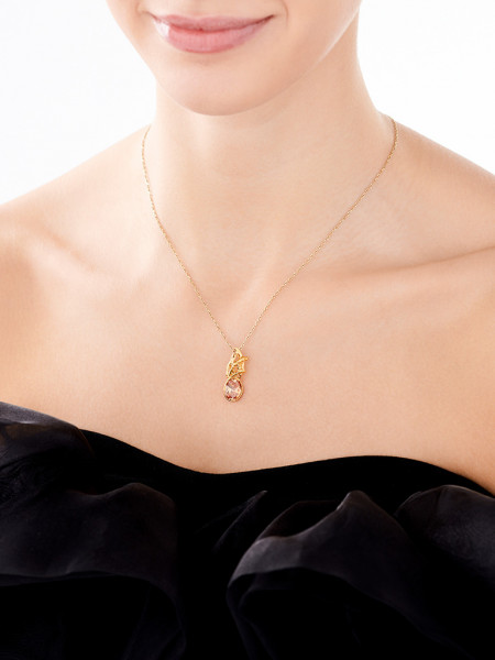 Gold-plated silver pendant with cut glass