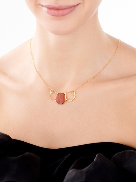Gold-plated silver necklace with amber