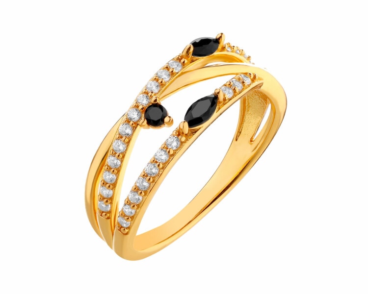 Gold-plated silver ring with cubic zirconia