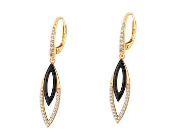 Gold-plated silver earrings with cubic zirconia and enamel
