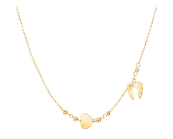 Golden necklace, ankier - balls, heart, wings