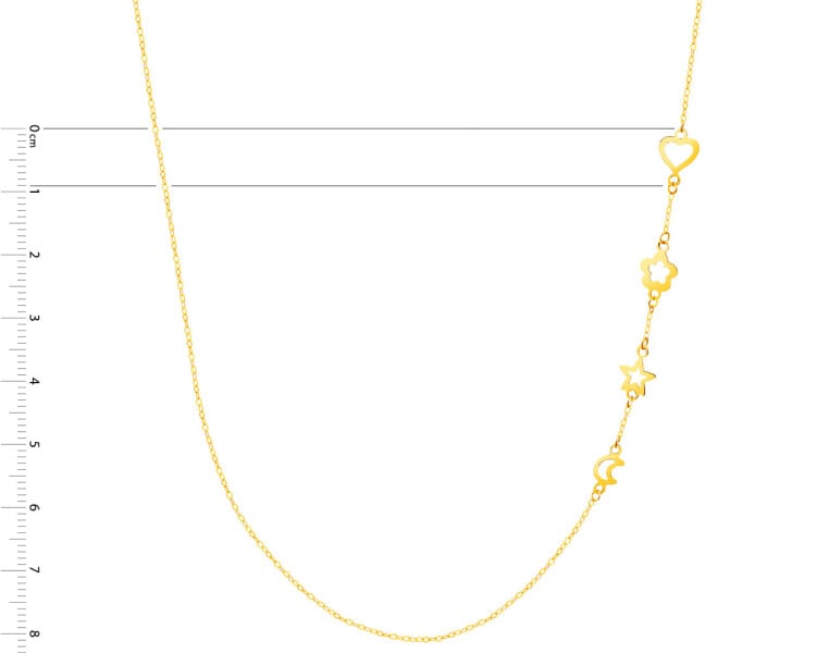 Golden necklace, ankier - heart, flower, star, moon