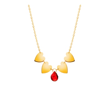 Gold necklace with synthetic quartz, ankier - hearts