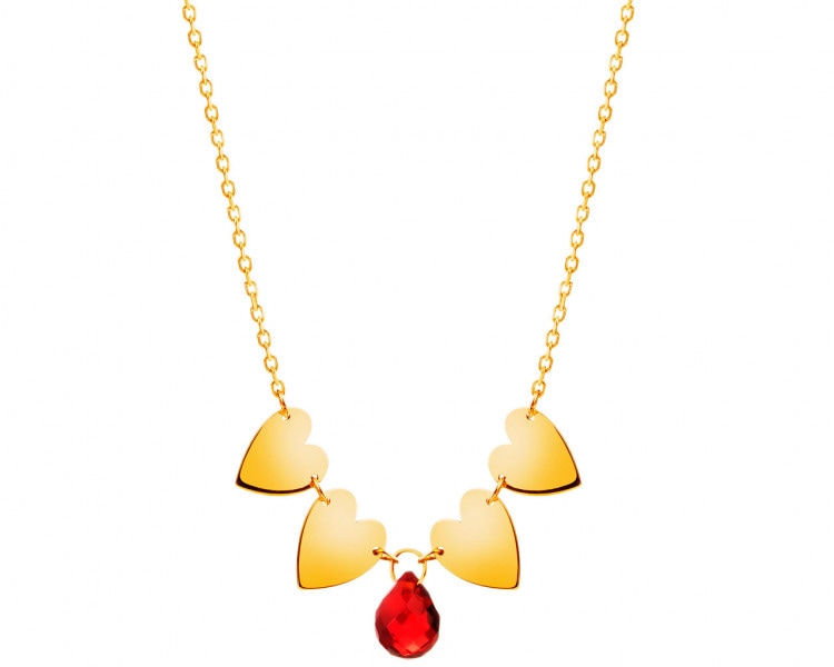 Zlatý náhrdelník se syntetickým křemenem - srdce