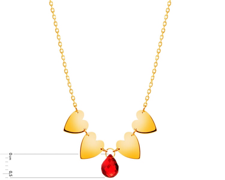 Zlatý náhrdelník se syntetickým křemenem - srdce