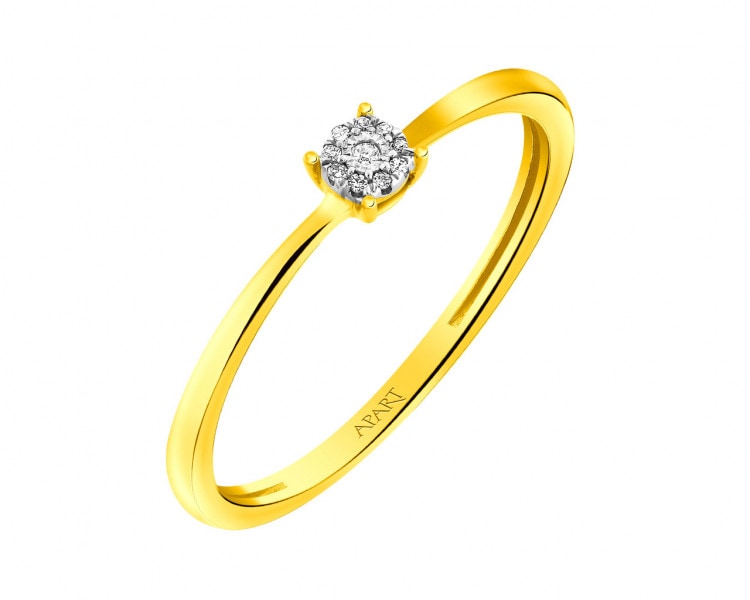 Yellow and white gold ring with diamonds 0,01 ct - fineness 375