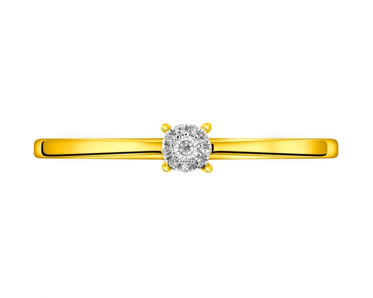 Yellow and white gold ring with diamonds 0,01 ct - fineness 375