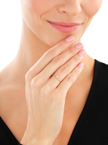 Yellow and white gold ring with diamonds - 0,01 ct - fineness 375