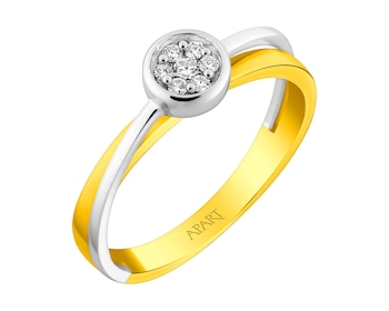 Gold ring with diamonds 0,08 ct - fineness 14 K