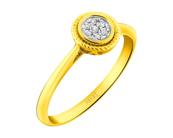 Zlatý prsten s diamanty 0,02 ct - ryzost 585
