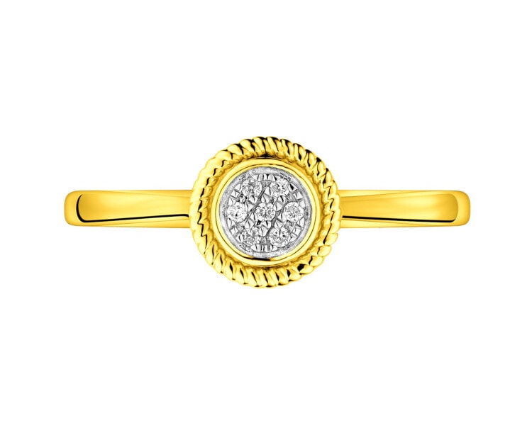 Pierścionek z żółtego złota z diamentami 0,02 ct - próba 585