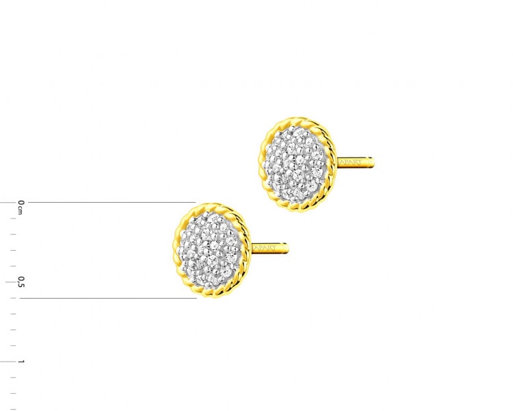 Gold earrings with diamonds 0,10 ct - fineness 14 K