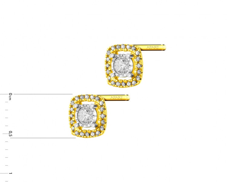 Náušnice ze žlutého a bílého zlata s diamanty 0,13 ct - ryzost 585