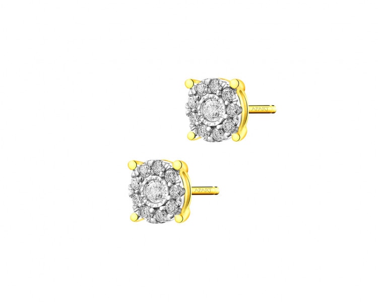 Yellow and white gold earrings with diamonds 0,18 ct - fineness 585