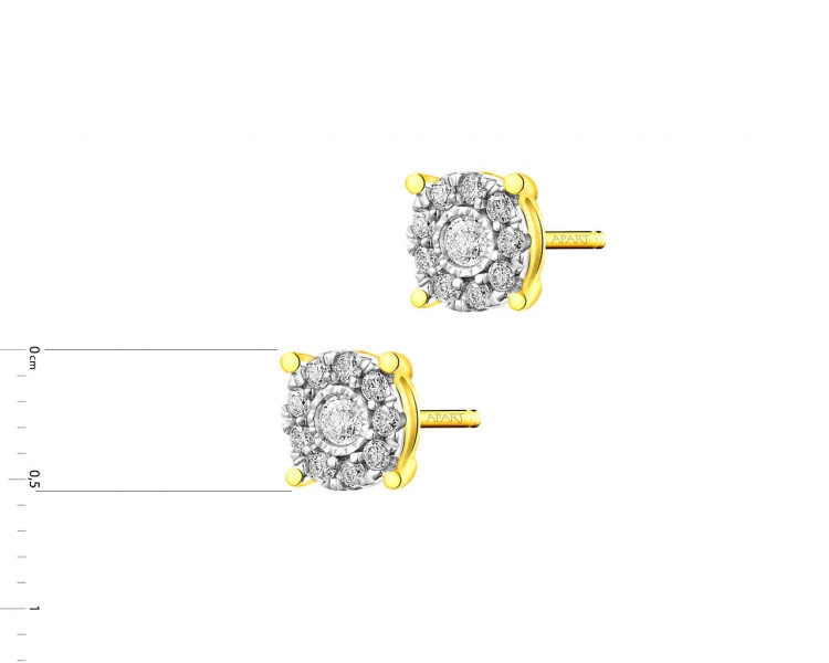 Yellow and white gold earrings with diamonds 0,18 ct - fineness 585