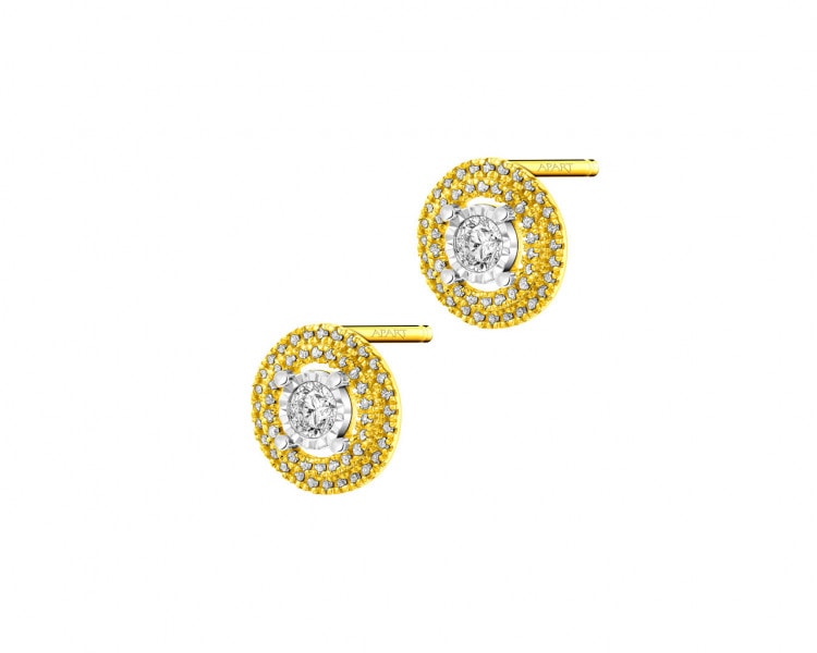 Yellow and white gold earrings with diamonds 0,28 ct - fineness 585
