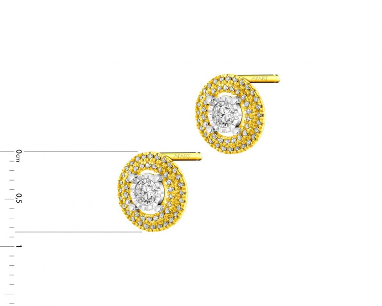 Náušnice ze žlutého a bílého zlata s diamanty 0,28 ct - ryzost 585