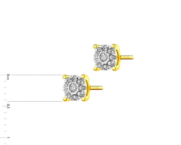 Náušnice ze žlutého a bílého zlata s diamanty 0,08 ct - ryzost 585