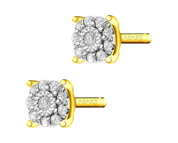 Yellow and white gold earrings with diamonds 0,03 ct - fineness 375