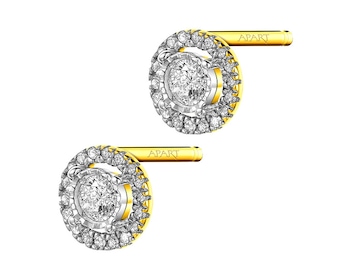 Yellow gold earrings with diamonds 0,12 ct - fineness 585