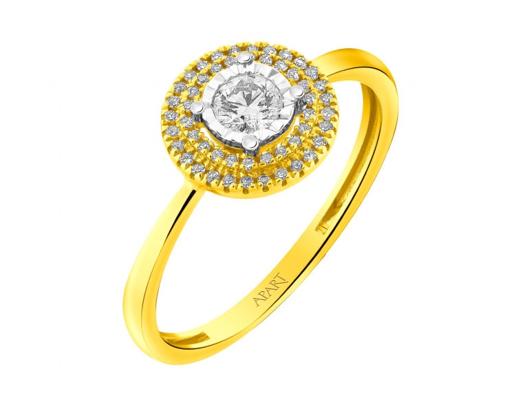 Prsten ze žlutého a bílého zlata s diamanty 0,22 ct - ryzost 585